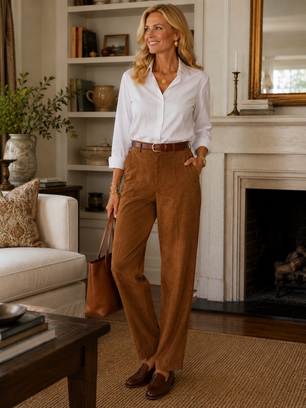 ⭐️Women's Suede Pants in Camel Size 12